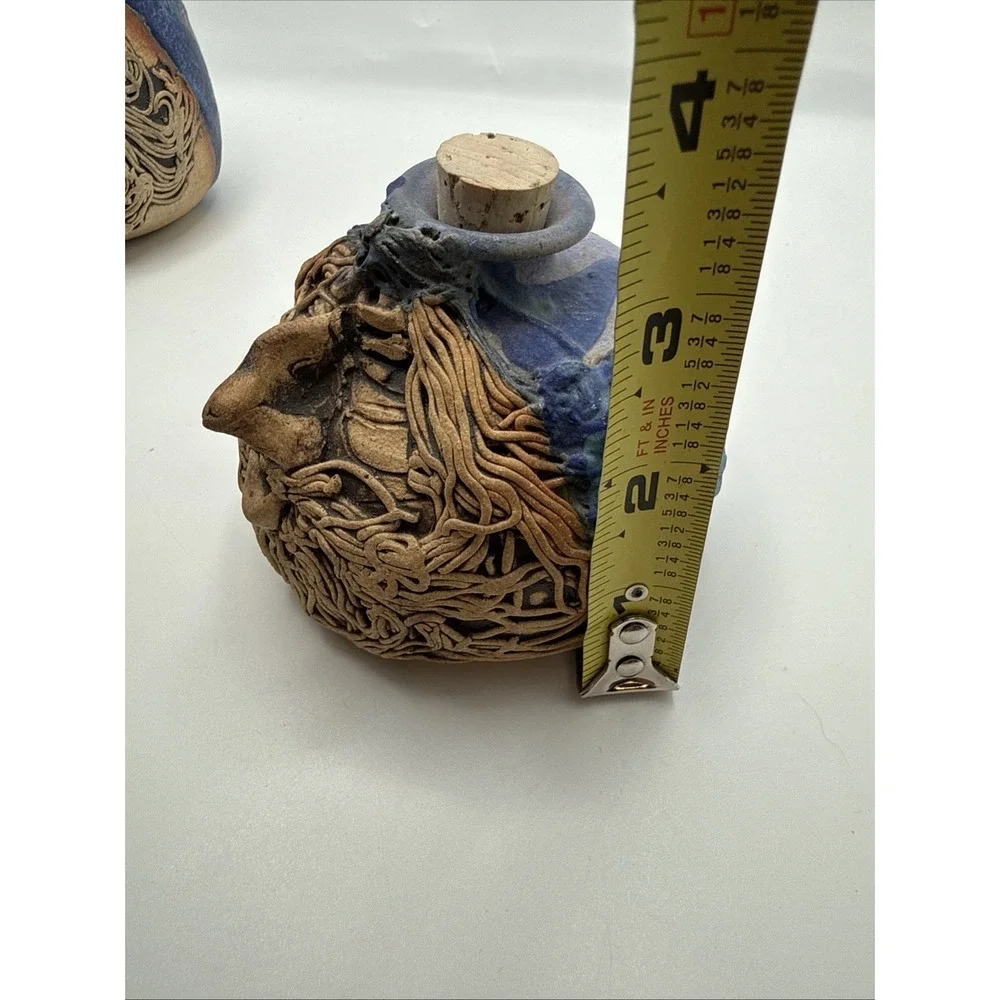 Set Of 3 Fantasy Character Face Jars Patty De Benedet Signed Whimsical Pottery